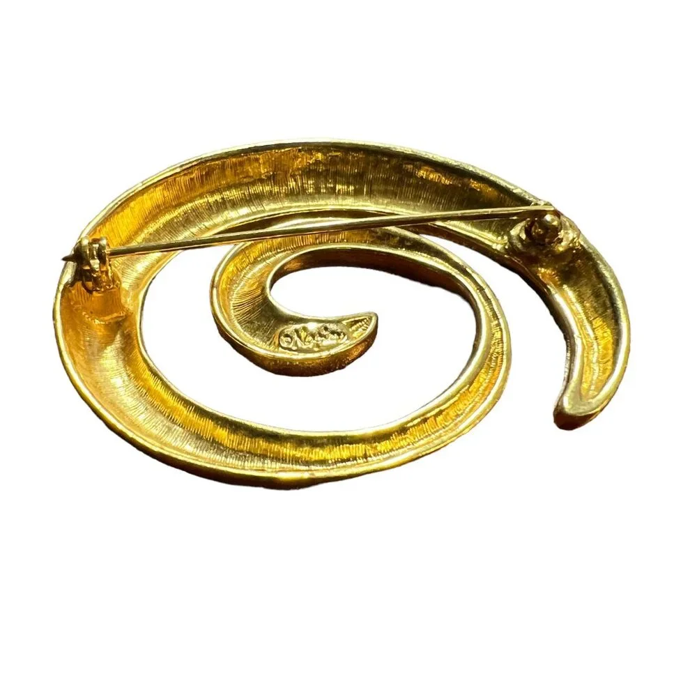 Napier Brooch Swirl‎ Circle Goldtone Vintage Swirl Pin